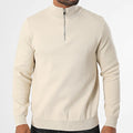 Pull Demi-Zip Texturé Beige