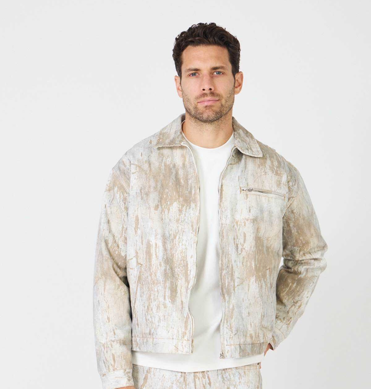 Veste Jean Beige Délavé