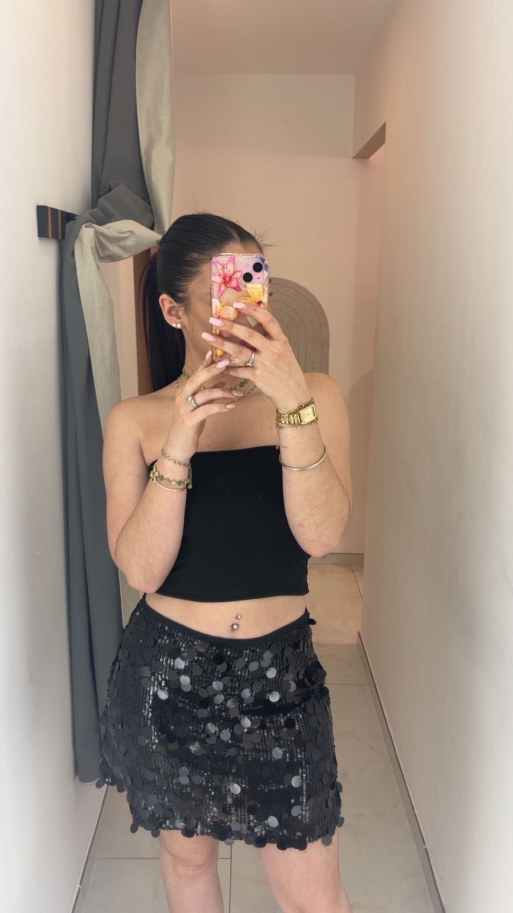 Jupe-Short à Paillettes Noire