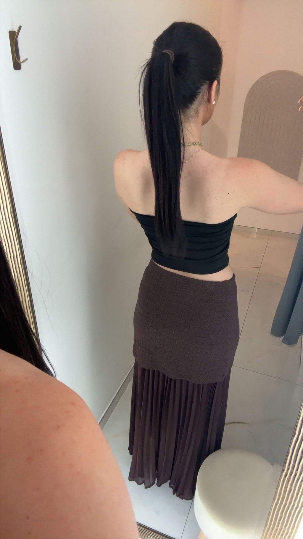 Long Brown Sheer Skirt