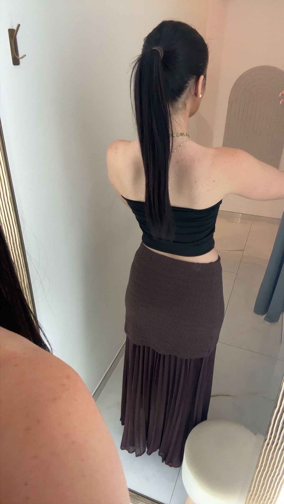 Jupe Longue Marron Voile Transparent