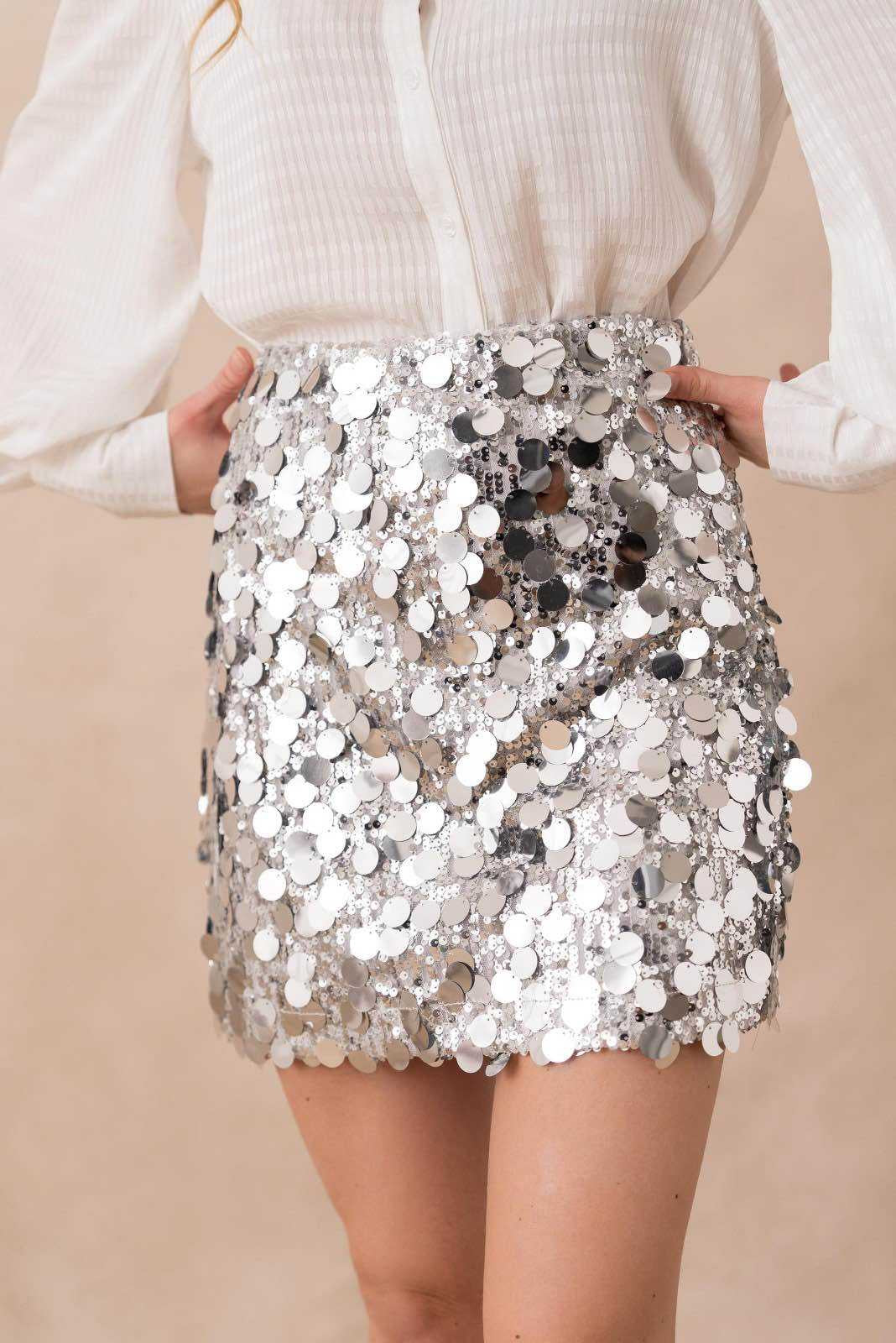 Jupe à Paillettes Argentée