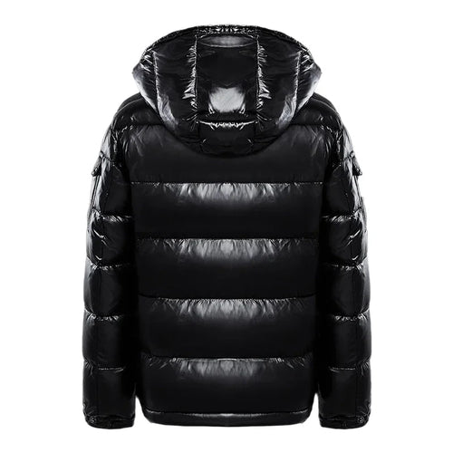 Doudoune Noire Brillante à Capuche
