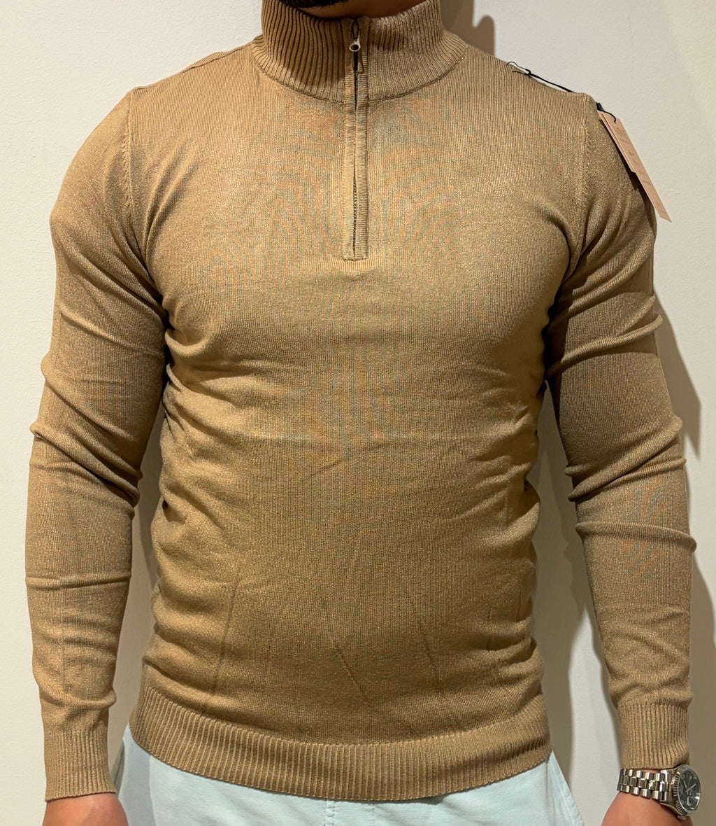Zip-up turtleneck sweater
