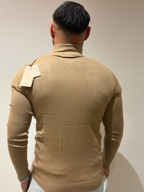 Zip-up turtleneck sweater