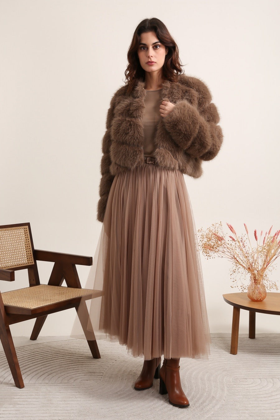 Veste Fausse Fourrure Courte