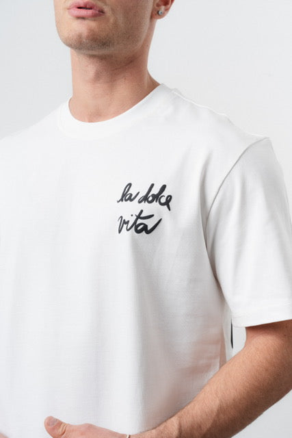 T-Shirt La Dolce Vita noir - détail broderie